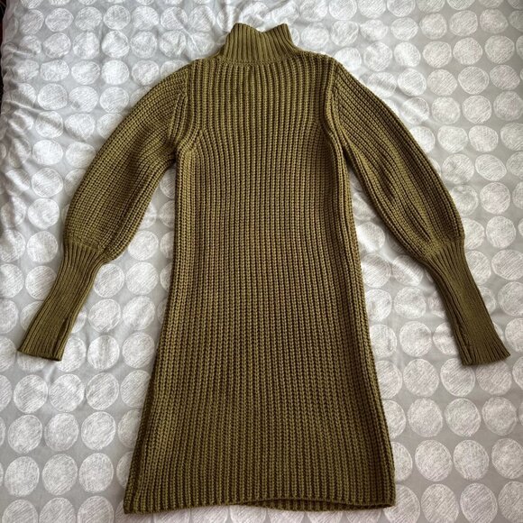 Anthropologie Moon River Sweater Crochet Button Dress Green Sz S - Picture 11 of 16